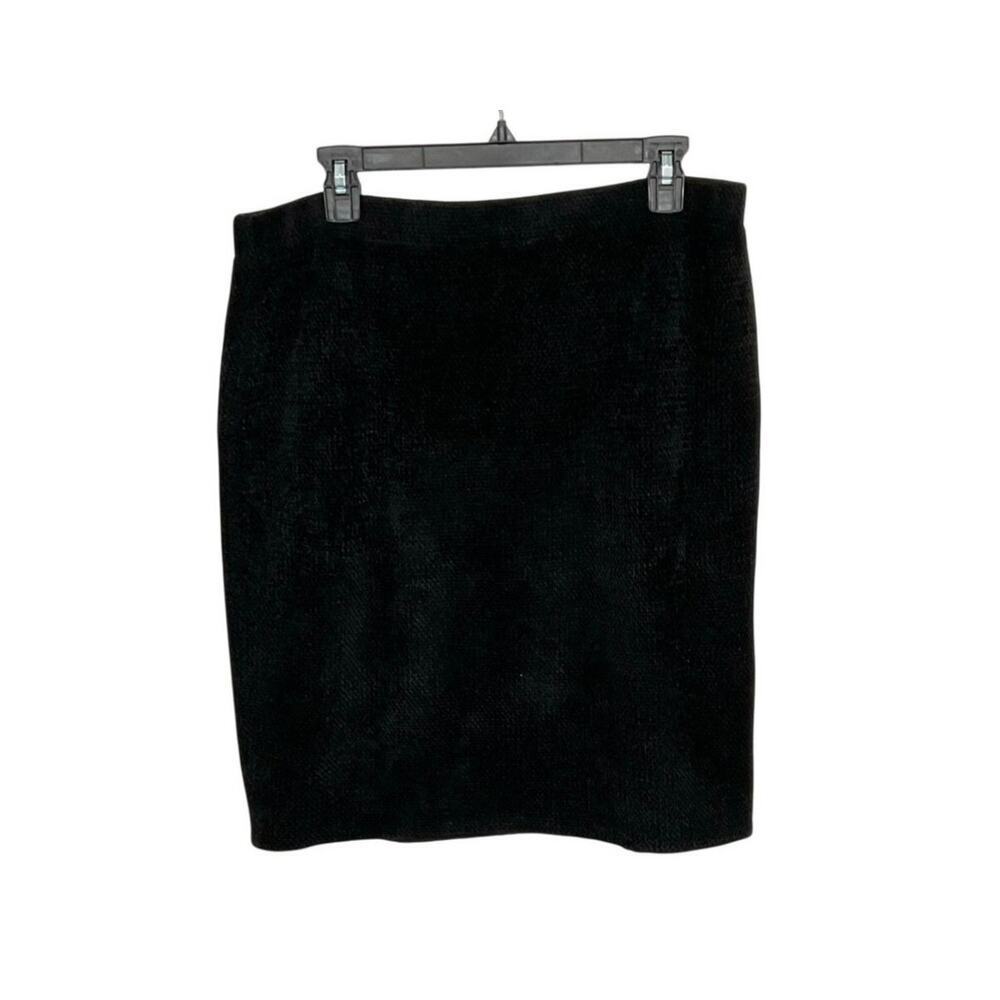 VTG St. John Couture by Marie Grey Black Chenille Knit Skirt Size 12 Large - Picture 4 of 6